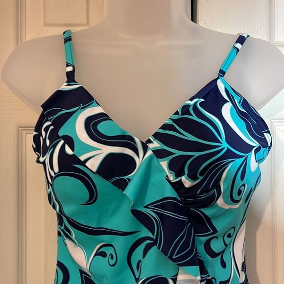 Vintage Jamaica Bay 1990s Ruffled Front Paisley Print Tankini Swim Top 8 - Picture 5 of 16